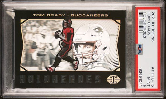 TOM BRADY 2021 ILLUSIONS HOLOHEROES CASE HIT SP PATRIOTS MINT PSA 9