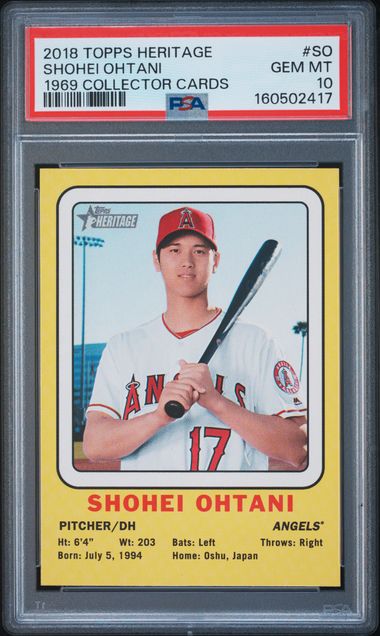 2018 TOPPS HERITAGE 1969 COLLECTOR CARDS #SO SHOHEI OHTANI 1969 PSA 10