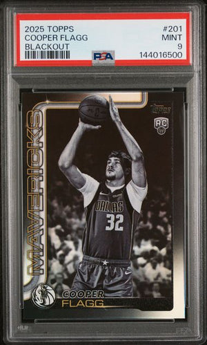2025 TOPPS #201 COOPER FLAGG BLACKOUT ROOKIE PSA 9
