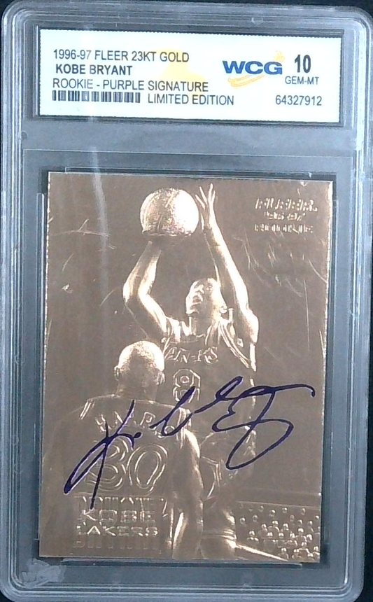 1996-97 Fleer 23kt Gold Kobe Bryant Purple Signature Rookie WCG 10