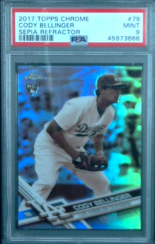 2017 Topps Chrome Sepia Refractor Cody Bellinger ROOKIE RC #79 PSA 9
