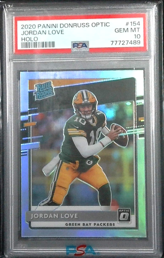 2020 PANINI DONRUSS OPTIC #154 Jordan Love Holo Rookie PSA 10