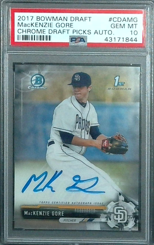 2017 Bowman Chrome Mackenzie Gore Bowman 1st RC Auto PSA 10