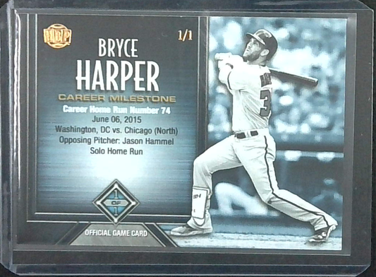 2017 Honus Bonus Fantasy Baseball Game Career Milestone 1/1 Bryce Harper