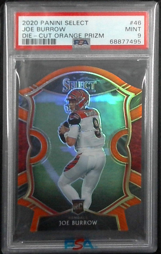 2020 SELECT CONCOURSE ROOKIE ORANGE DIE CUT JOE BURROW RC PSA 9