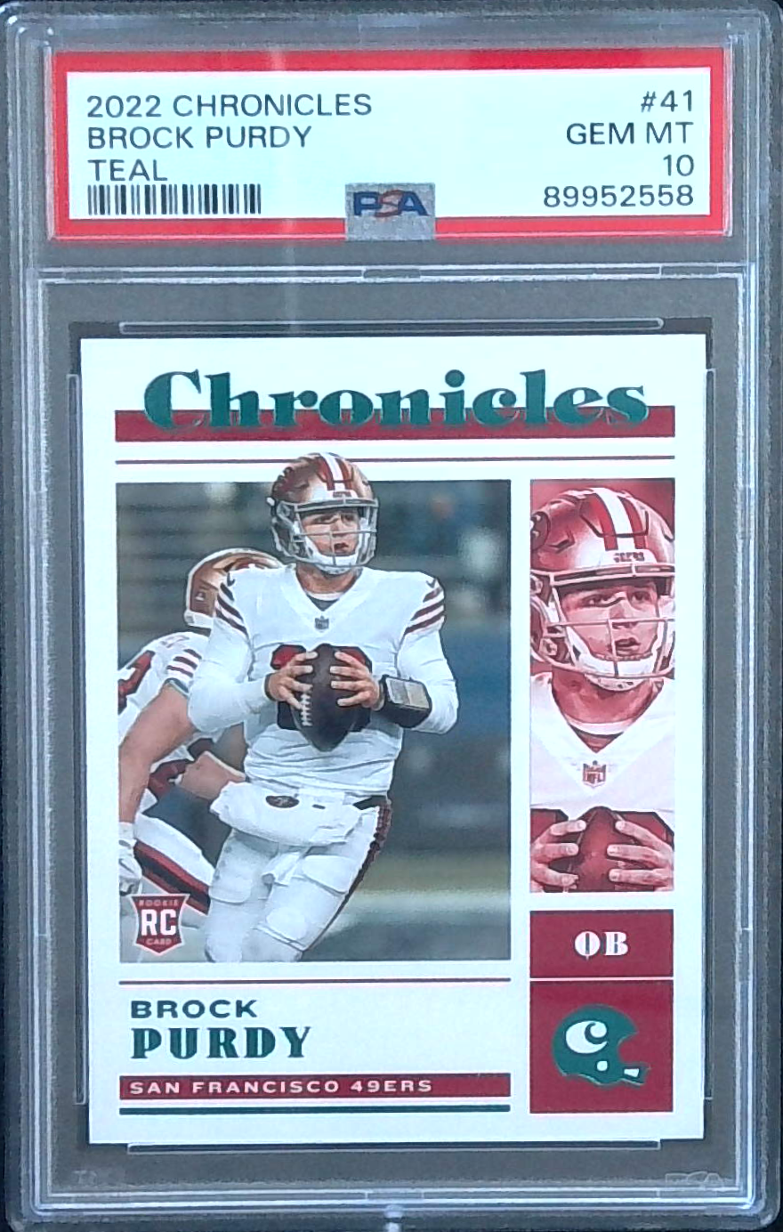 2022 Chronicles Teal Brock Purdy Rookie PSA 10