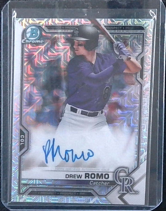2021 Bowman Chrome Mega Box Chrome Mojo Auto Drew Romo Auto