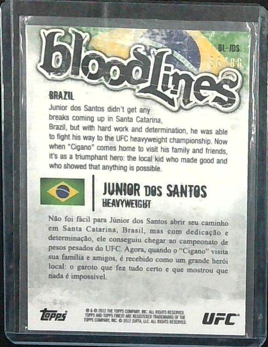2012 Topps UFC Finest Bloodlines Gold Refractor /88 Junior Dos Santos