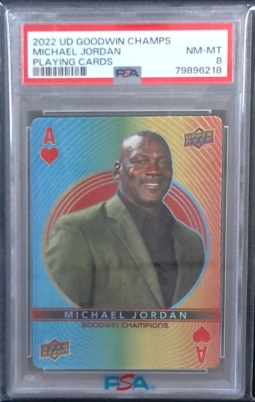 2022 Upper Deck Goodwin Champ Ace of Hearts Playing Card Michael Jordan PSA 8