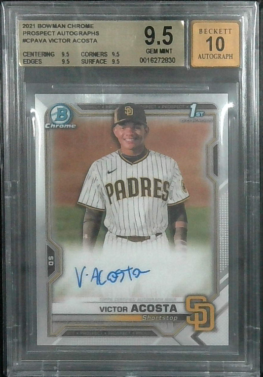 2021 Bowman Chrome Prospect Victor Acosta ROOKIE AUTO #CPA-VA BGS 9.5