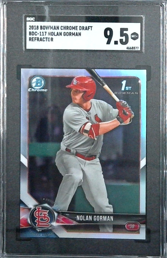 2018 Bowman Draft NOLAN GORMAN 1ST CHROME REFRACTOR #BDC-117 SGC 9.5