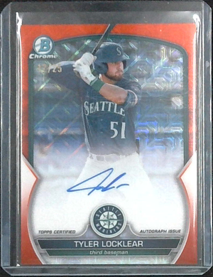2023 Bowman Chrome TYLER LOCKLEAR Orange Mojo Refractor Auto 12/25