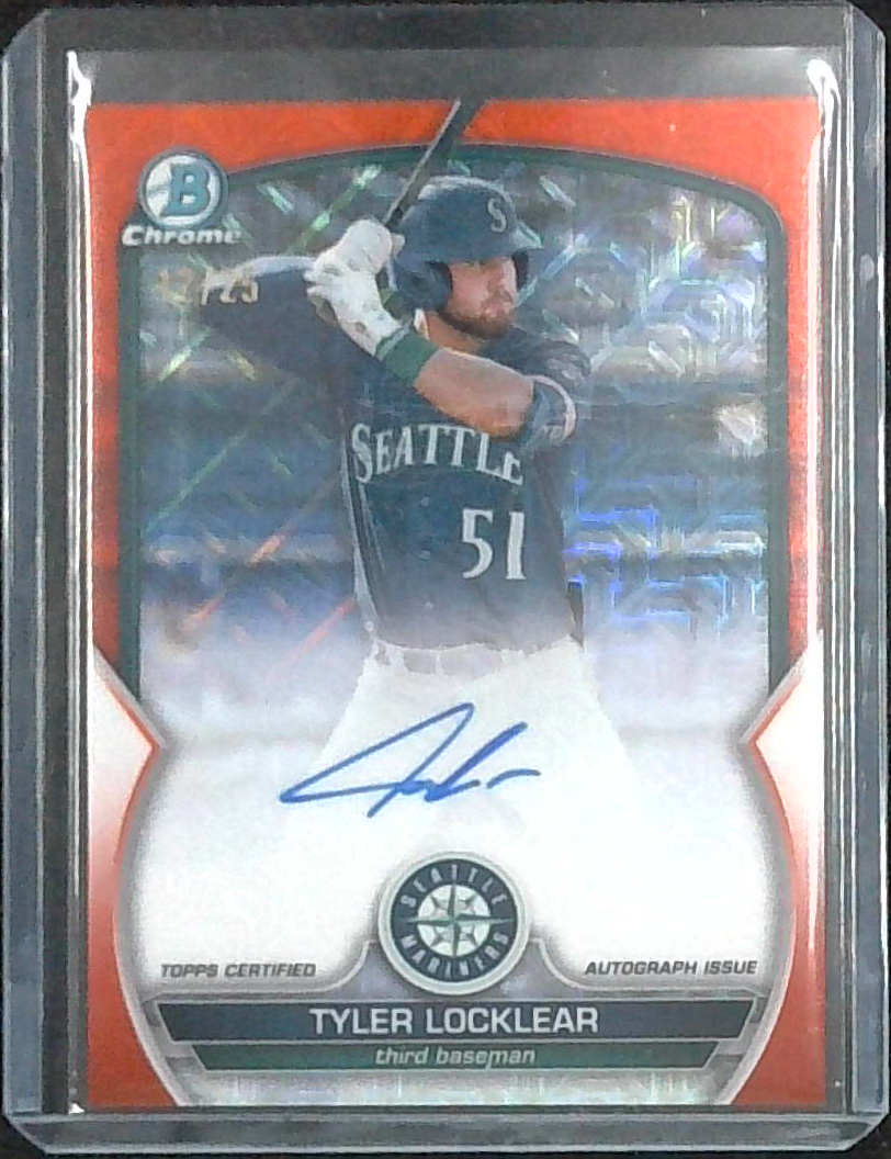2023 Bowman Chrome TYLER LOCKLEAR Orange Mojo Refractor Auto 12/25