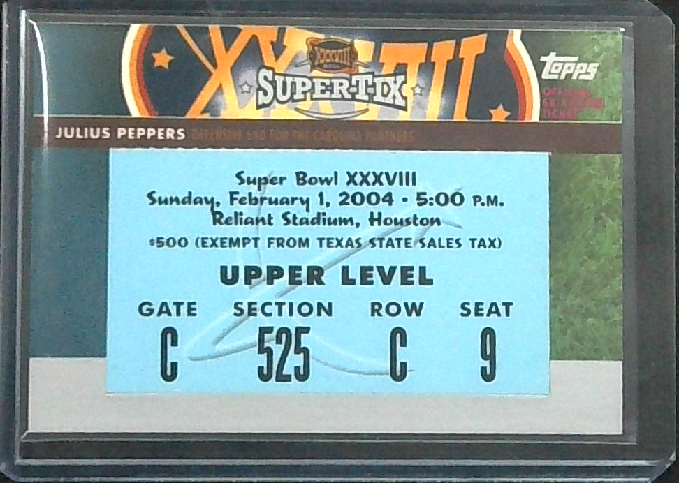 2004 Topps Super Tix Julius Peppers Super Bowl Ticket Stub