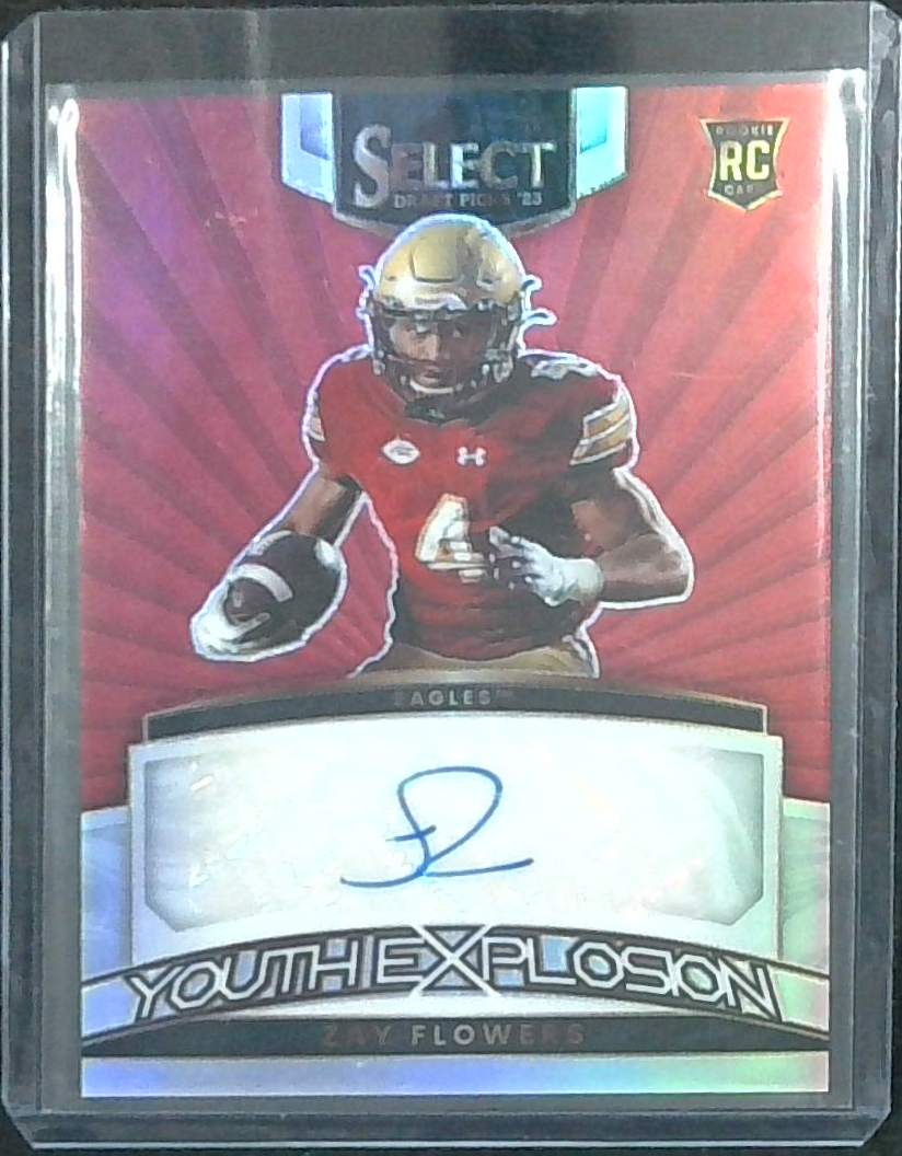 2023 Panini Select Draft Picks ZAY FLOWERS Silver Prizm Youth Explosion Rookie Auto