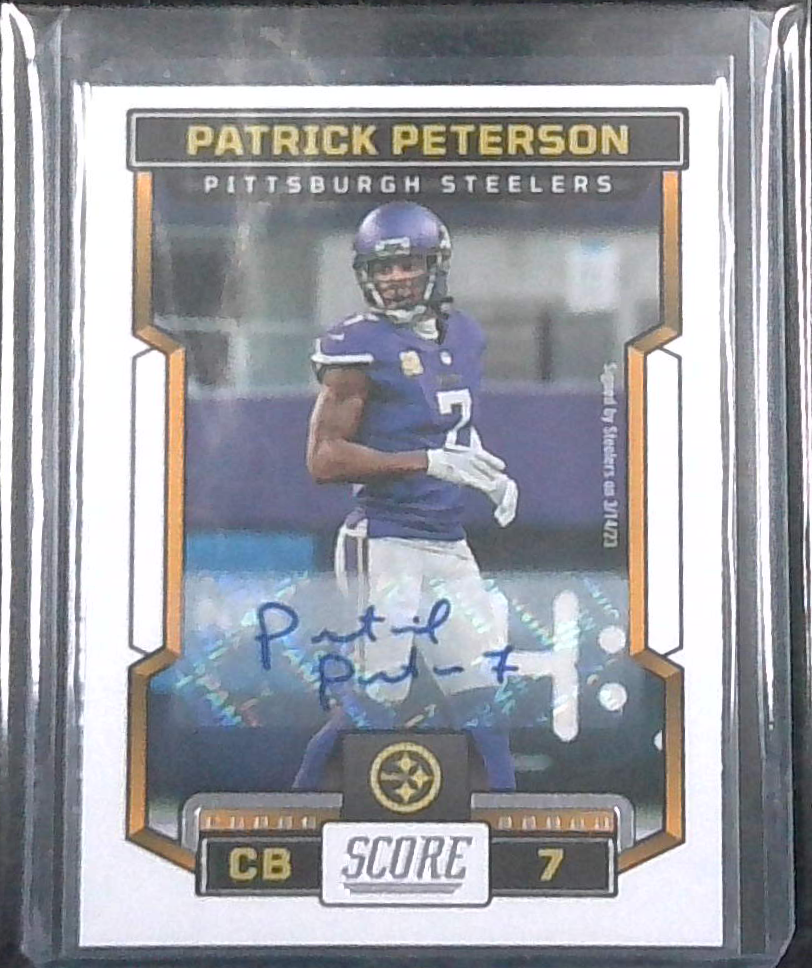 2023 Score Football Patrick Peterson Auto Pittsburgh Steelers Great