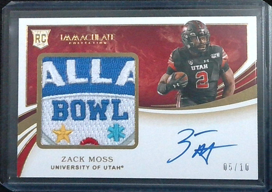 2020 Immaculate Collegiate Zack Moss Rookie Bowl Patch Auto 05/10
