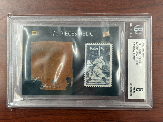 2020 The Bar Pieces of the Past Babe Ruth 1/1 Baseball Mitt Relic w/ Stamp BGS 8