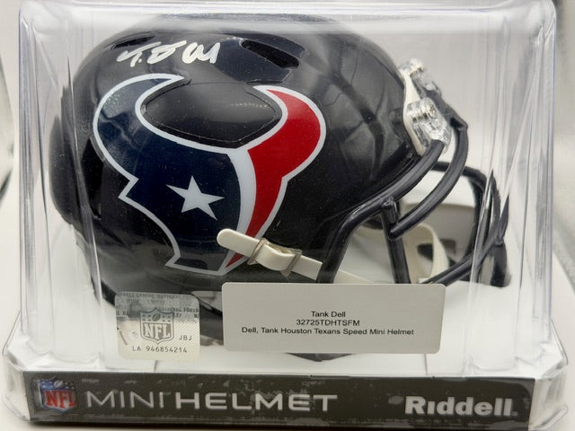 Tank Dell Houston Texans Autographed Mini Helmet JSA