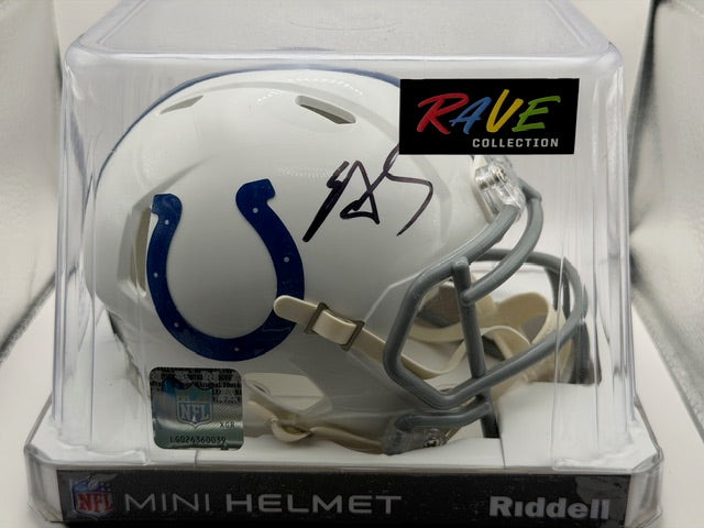 Edgerrin James Indianapolis Colts Signed Riddell Rave Mini Helmet (Beckett)