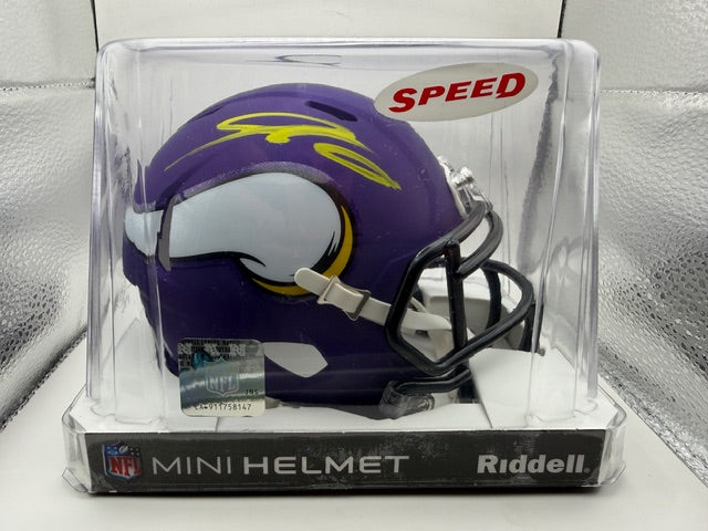 Jordan Addison Minnesota Vikings Autographed Riddell Speed Mini Helmet