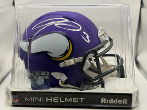 Jordan Addison Minnesota Vikings Autographed Riddell Speed Mini Helmet Beckett