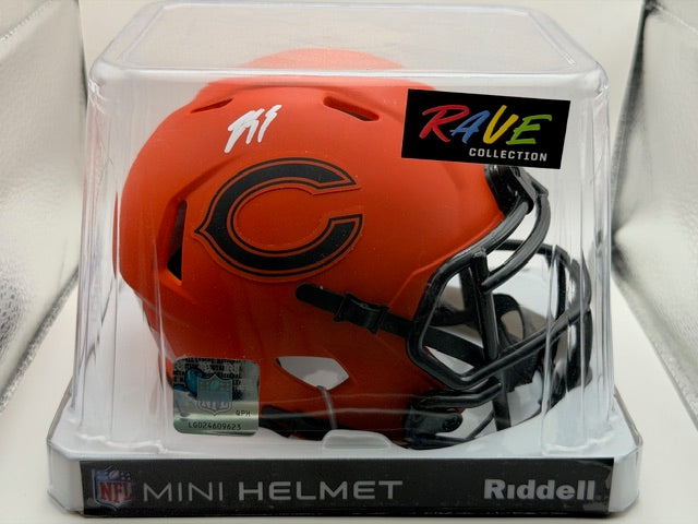 Luther Burden Autographed Chicago Bears Rave Mini Helmet - Beckett