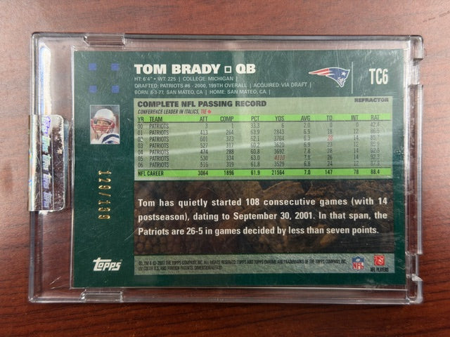 2007 Topps Chrome Tom Brady TC6 Red Refractor /139
