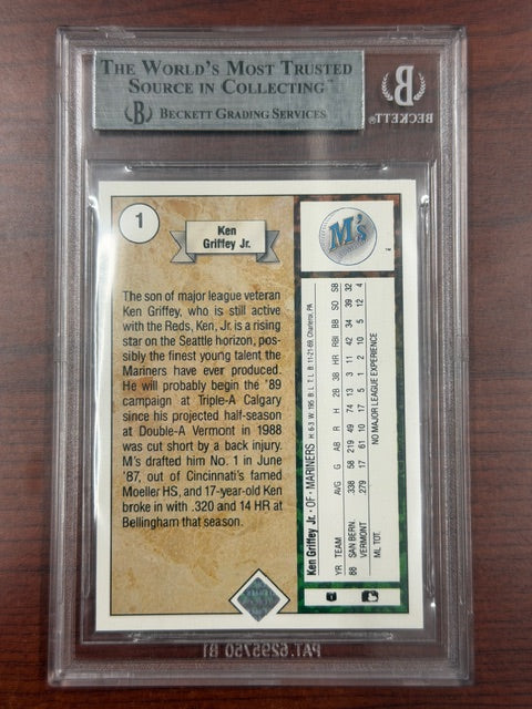1989 Upper Deck #1 Ken Griffey Jr Seattle Mariners RC Rookie HOF BGS 9 MINT