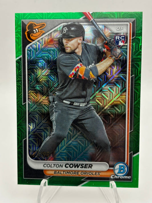 2024 Bowman Chrome Colton Cowser Rookie Green Mojo #/99 Baltimore Orioles