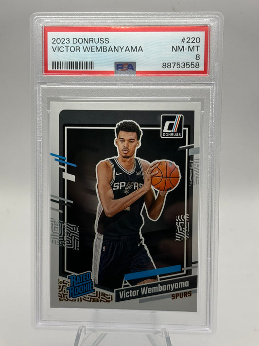 2023-24 Donruss VICTOR WEMBANYAMA Rated Rookie Card #220 Spurs PSA 8