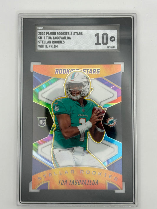 2020 PANINI ROOKIES & STARS TUA TAGOVAILOA STELLAR ROOKIES WHITE PRIZM SGC 10!