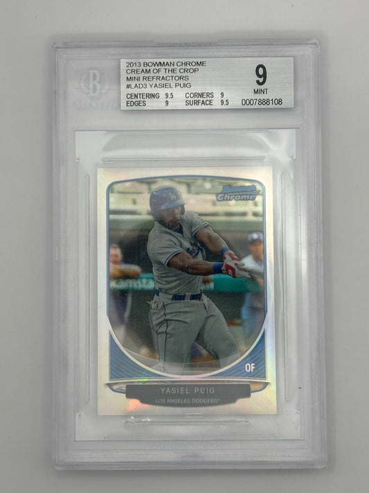2013 Bowman Chrome Mini Refractor Yasiel Puig BGS 9