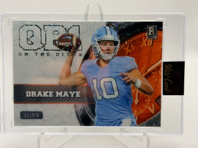 2023 Wild Card Drake Maye #OCW-DM1 QB1 On The Clock Rookie White & Orange /50 RC