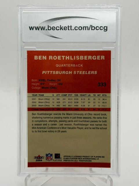 2004 FLEER TRADITION BLUE #333 BEN ROETHLISBERGER RC BCCG 10