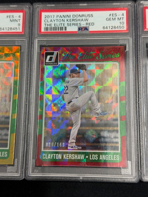 2017 Donruss Optic Clayton Kershaw Gold Vinyl 1/1 PSA 10 W/ Rainbow Set (7)