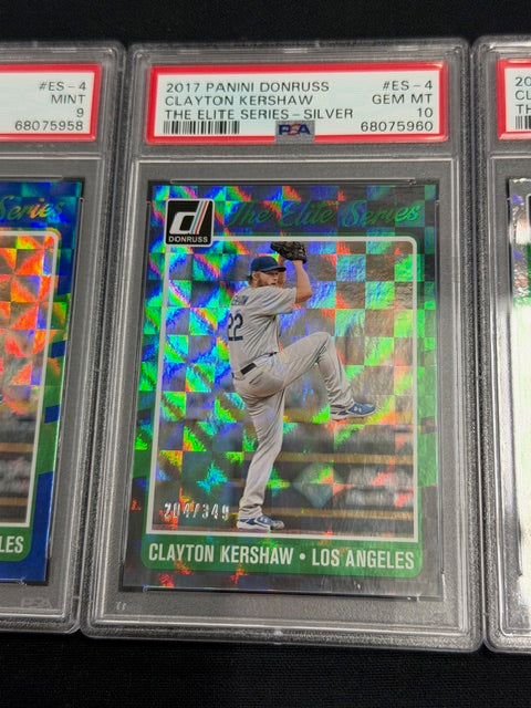 2017 Donruss Optic Clayton Kershaw Gold Vinyl 1/1 PSA 10 W/ Rainbow Set (7)