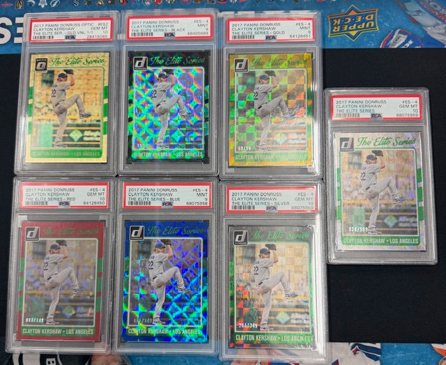 2017 Donruss Optic Clayton Kershaw Gold Vinyl 1/1 PSA 10 W/ Rainbow Set (7)