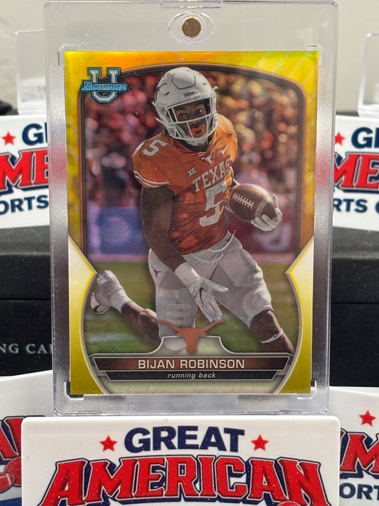 2022 Bowman Chrome University Yellow Refractor Bijan Robinson RC /75 #70