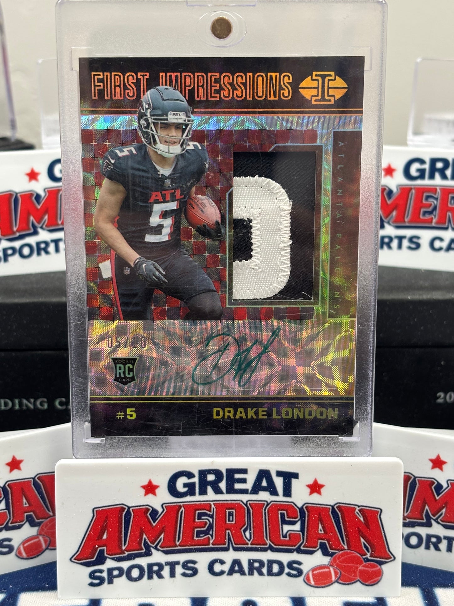 2022 Panini Illusions Football Drake London First Impressions RPA /10 RC Rookie Falcons