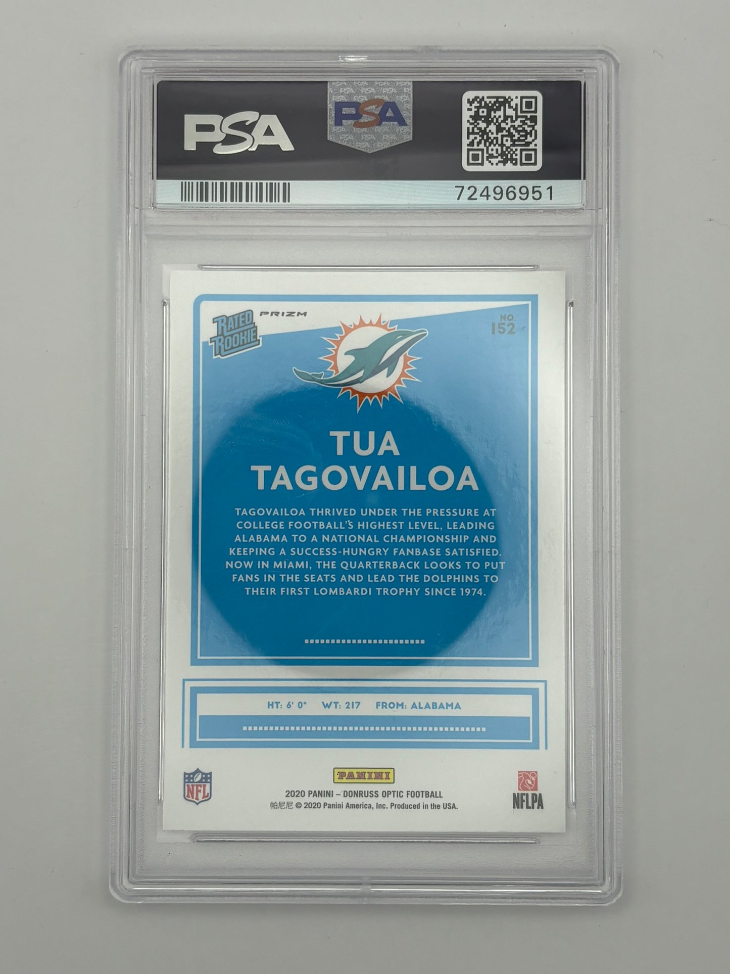2020 Optic Pink Tua Tagovailoa Rookie PSA 8