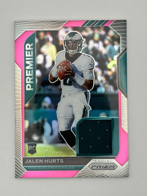 2020 Prizm Premier Relic Jersey Jalen Hurts Pink Rookie