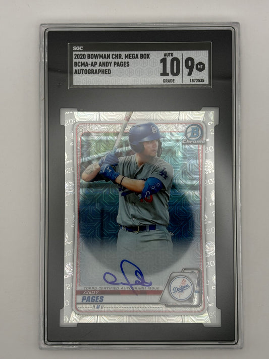 2020 Bowman Mega Box Excl. Andy Pages Chrome Mojo Auto SGC 9 Auto 10