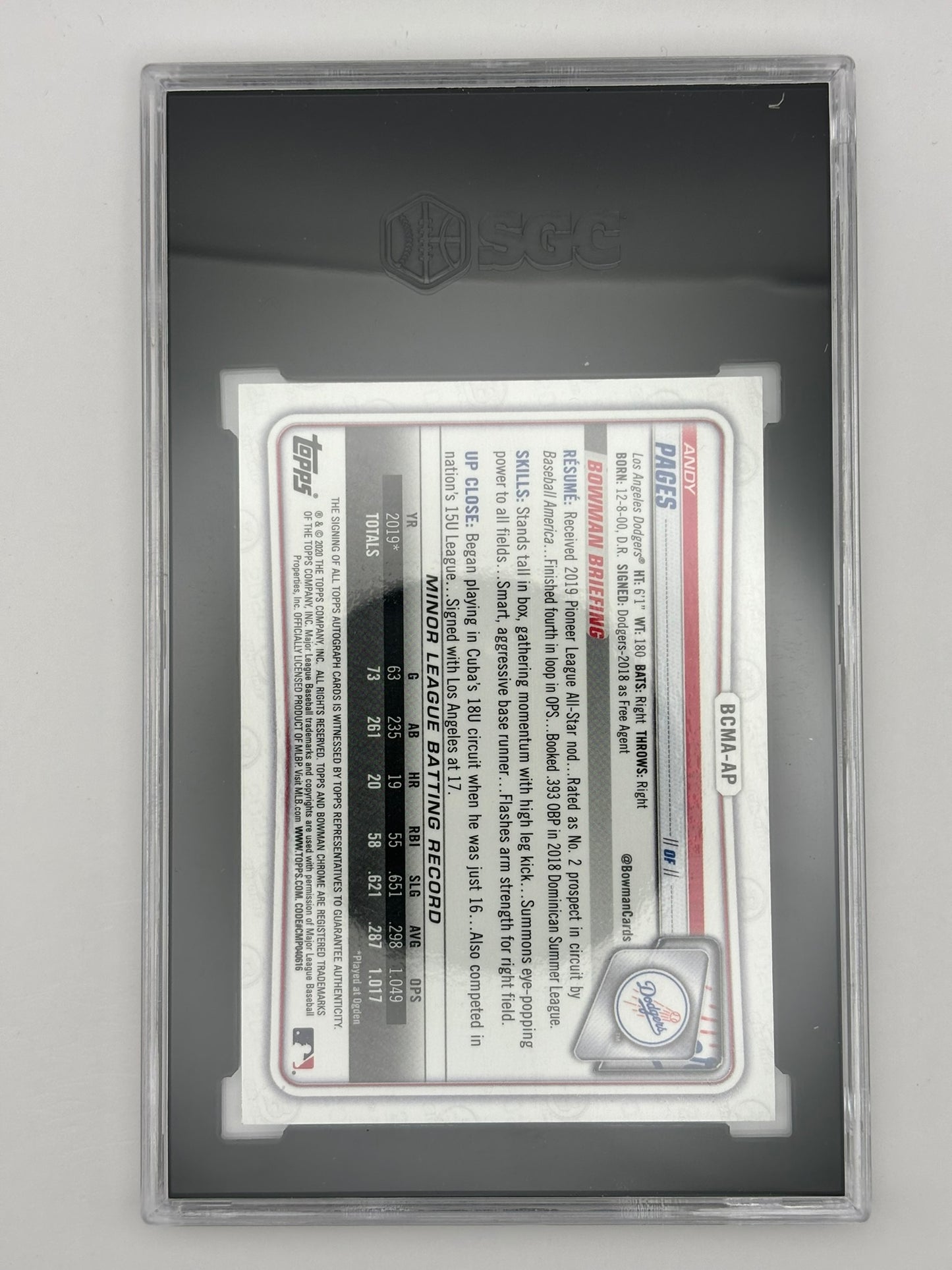 2020 Bowman Mega Box Excl. Andy Pages Chrome Mojo Auto SGC 9 Auto 10