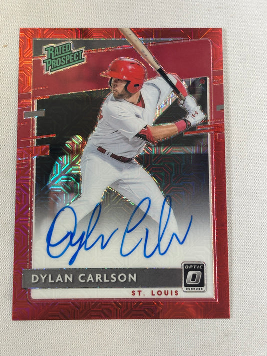 2020 Donruss Optic Rated Prospect Red Mojo Dylan Carlson RC AUTO /99