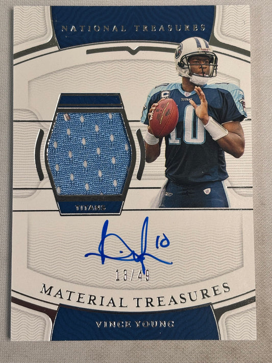 Vince Young 2021 Panini National Treasures Material Treasures Signatures #29 #/49