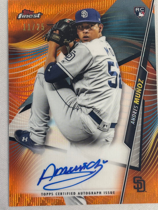 2020 Topps Finest Andres Munoz Rookie RC Auto /25 Orange