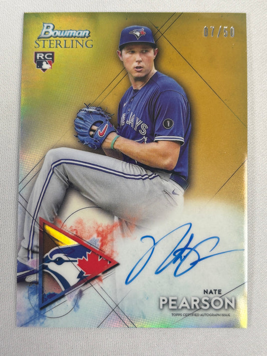 2021 Bowman Sterling Nate Pearson Rookie RC Auto /50 Gold Toronto Blue Jays