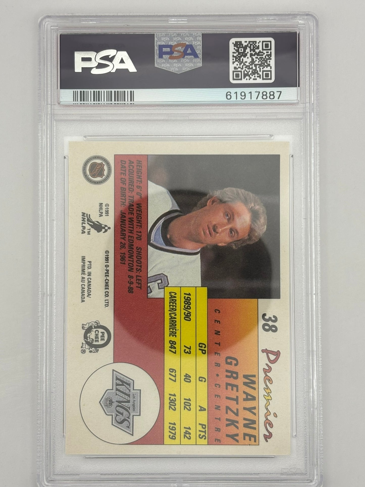 1990 O-Pee-Chee Premier Wayne Gretzky #38 PSA 9 MINT