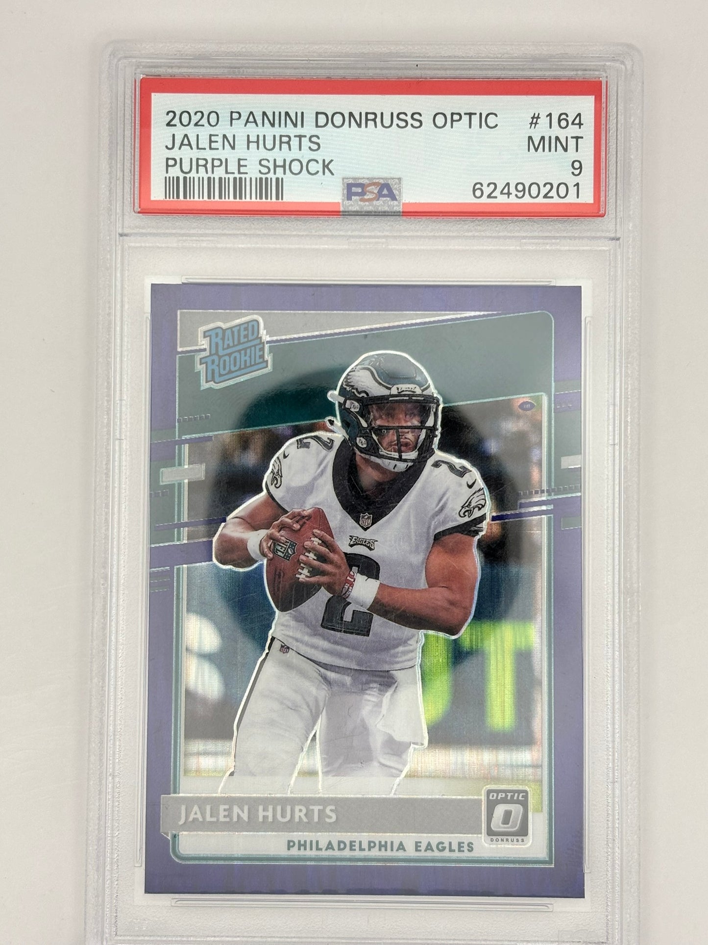 2020 Jalen Hurts Purple Shock Rated Rookie PSA 9